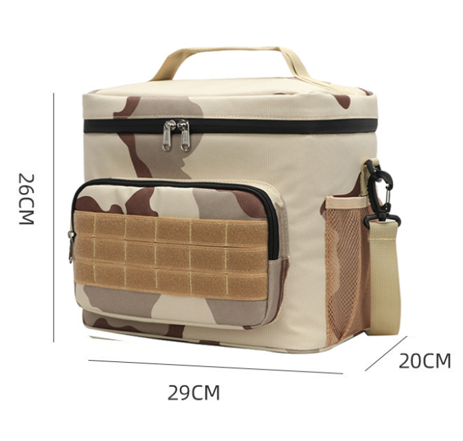 Brown Tactical Insulated Camouflage Lunch Bag | Large Capacity Waterproof Oxford Cooler | Portable Thermal Meal Prep Tote for Work and Outdoor - Image 2