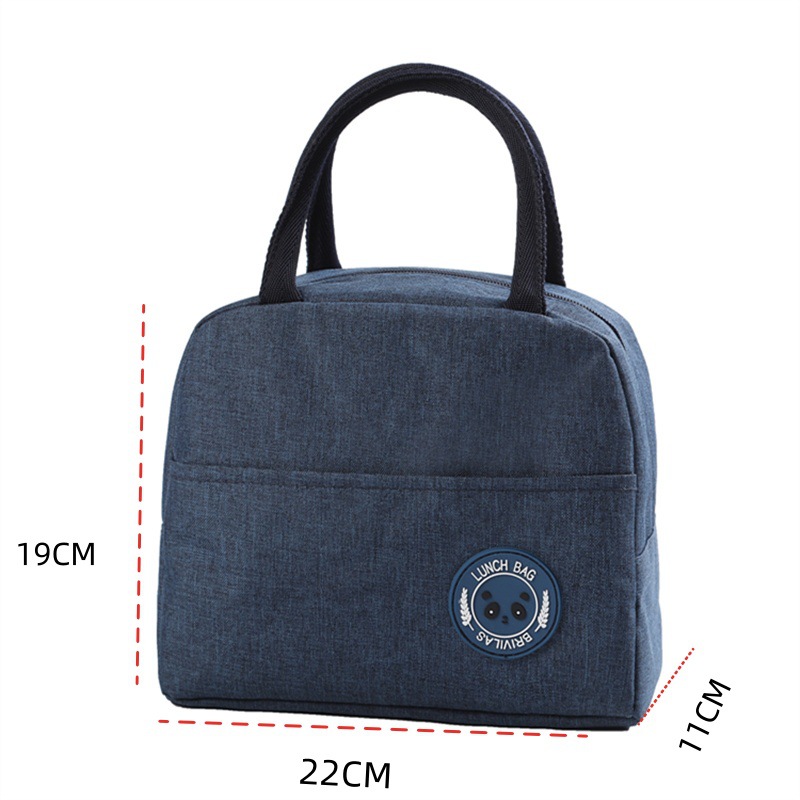 Navy Blue Portable Insulated Lunch Bag for Kids & Adults | Cute Panda Thermal Bento Tote | Lightweight Water-Resistant Meal Prep Bag - Image 1