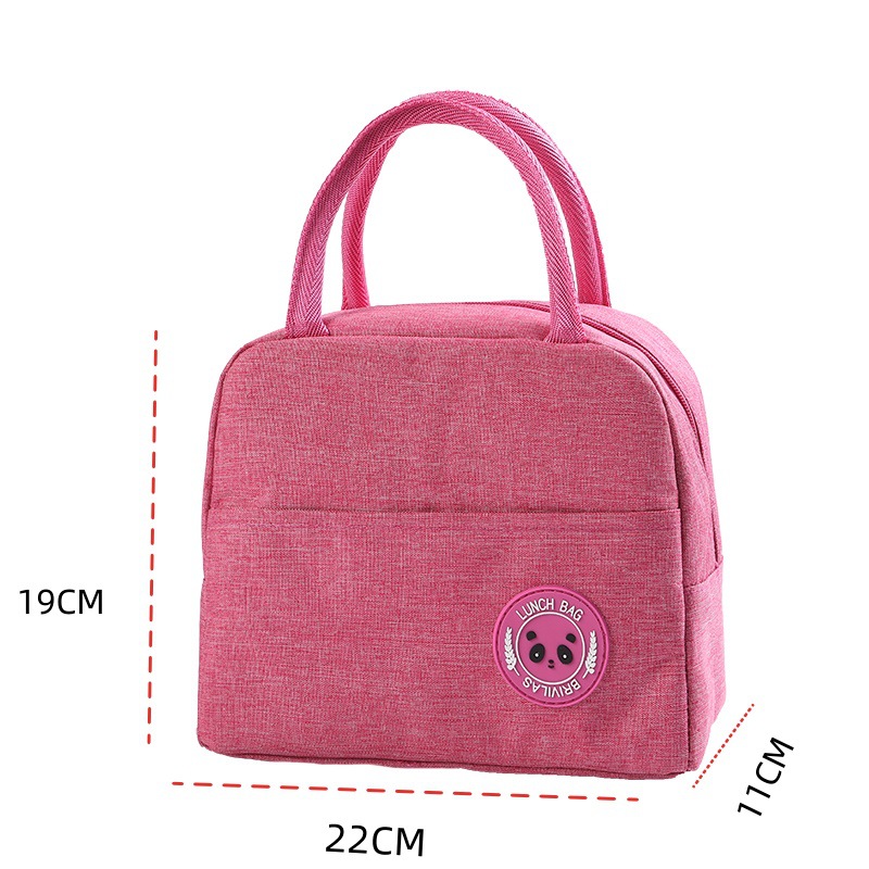Rose Red Portable Insulated Lunch Bag for Kids & Adults | Cute Panda Thermal Bento Tote | Lightweight Water-Resistant Meal Prep Bag - Image 1