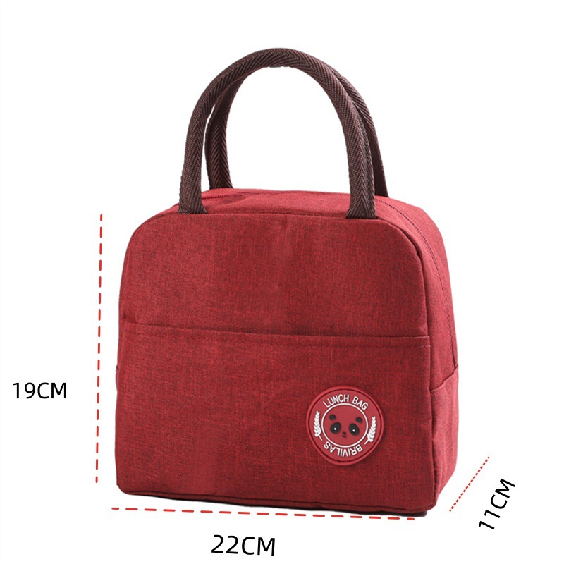 Red Portable Insulated Lunch Bag for Kids & Adults | Cute Panda Thermal Bento Tote | Lightweight Water-Resistant Meal Prep Bag - Image 1