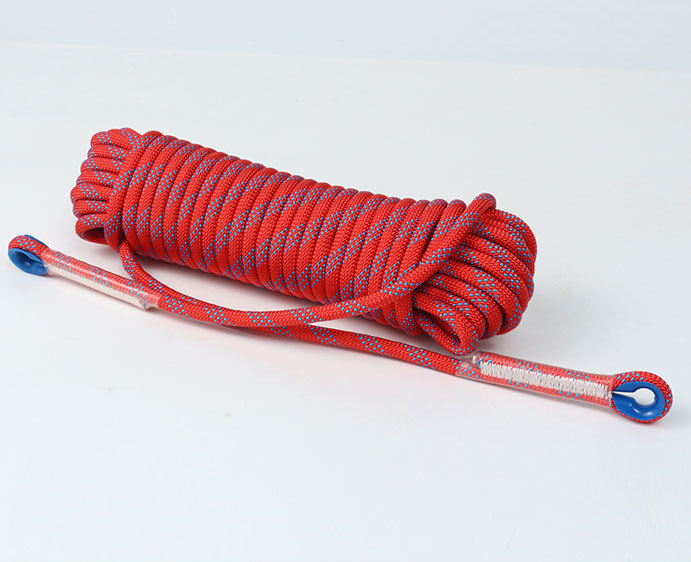 Red 10mm Double Hook Climbing Rope Set - 15m Durable Outdoor Safety Rescue Cord - Image 1