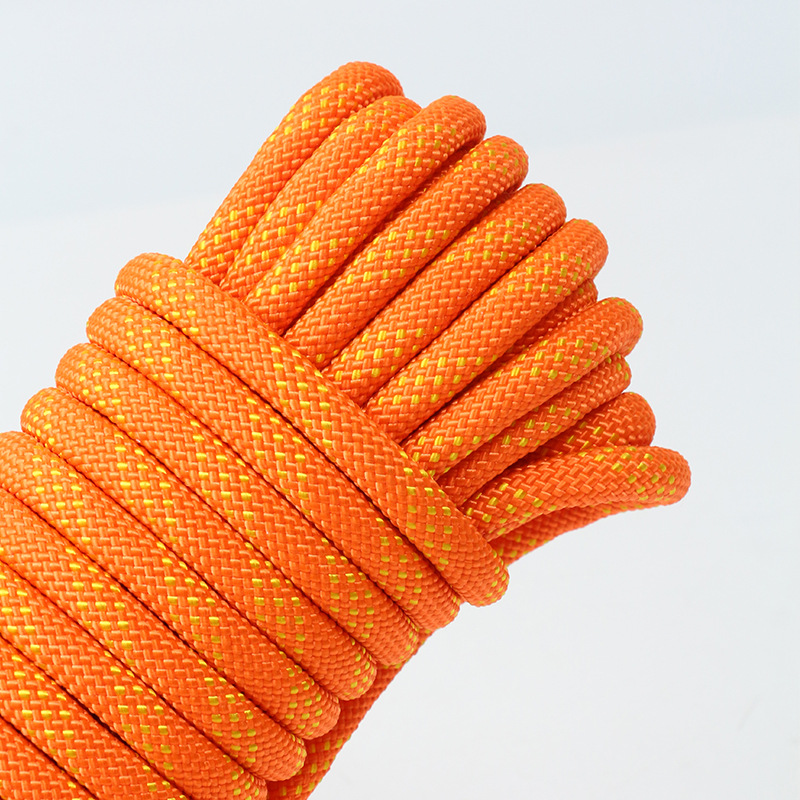 Orange 10mm Double Hook Climbing Rope Set - 10m Durable Outdoor Safety Rescue Cord - Image 1