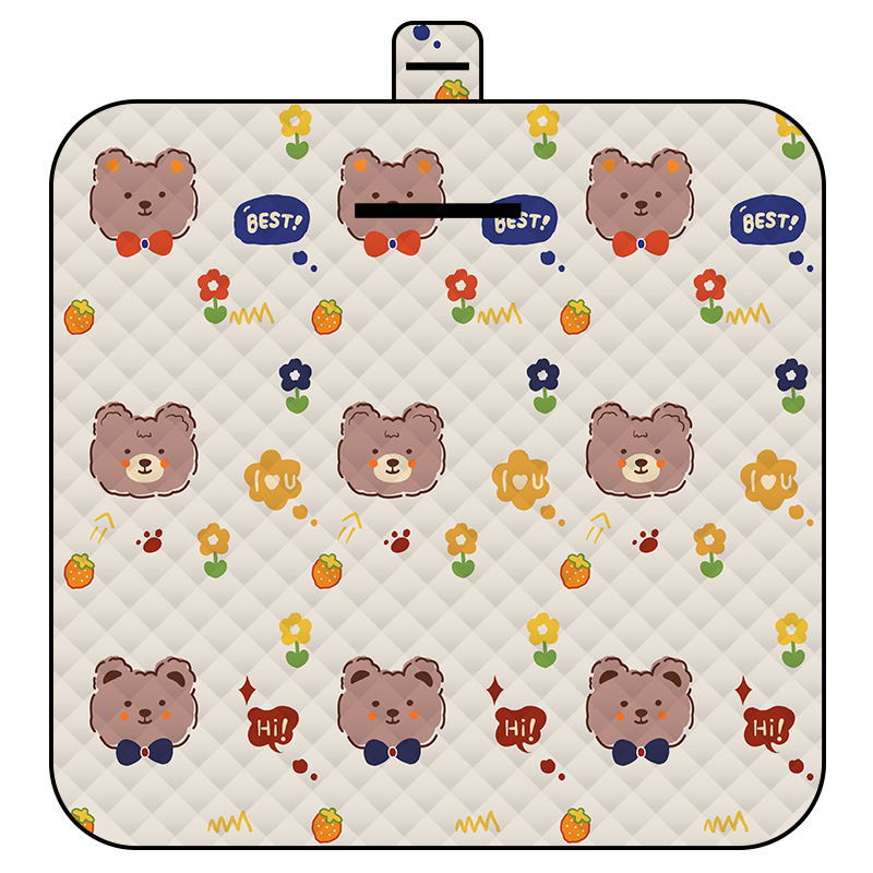 Cute Bow Tie Bear Thick Waterproof Foldable Picnic Mat - 150x200cm for Camping & Beach - Image 1