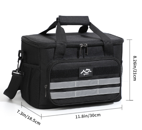 Black Versatile Large-Capacity Picnic Insulated Bag - Detachable Shoulder Strap & Ice Pack - Image 1