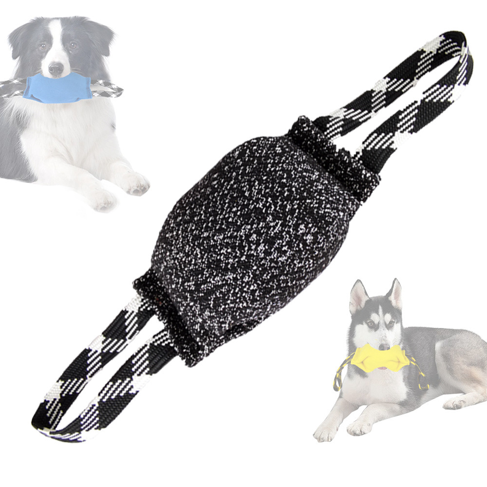 Black Durable Dog Tug Toy with 2 Handles - Interactive Bite Pillow for Training & Tug of War - Image 1