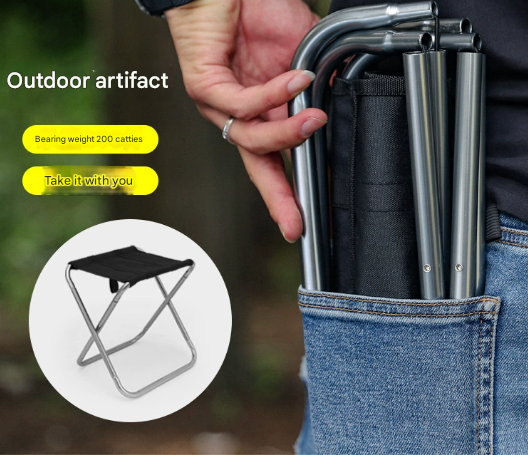 Small Blue Ultralight Portable Folding Camping Stool - Compact Aluminum Chair for Hiking, Fishing & Outdoor Events - Image 2