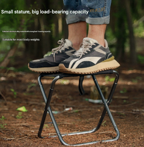 Small Grey Ultralight Portable Folding Camping Stool - Compact Aluminum Chair for Hiking, Fishing & Outdoor Events - Image 3