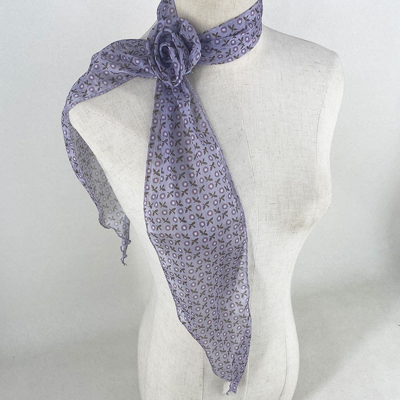 2 Pcs Purple Clover Pattern Rose Flower Thin Scarf – Elegant and Versatile Neck Wrap for Women - Image 1