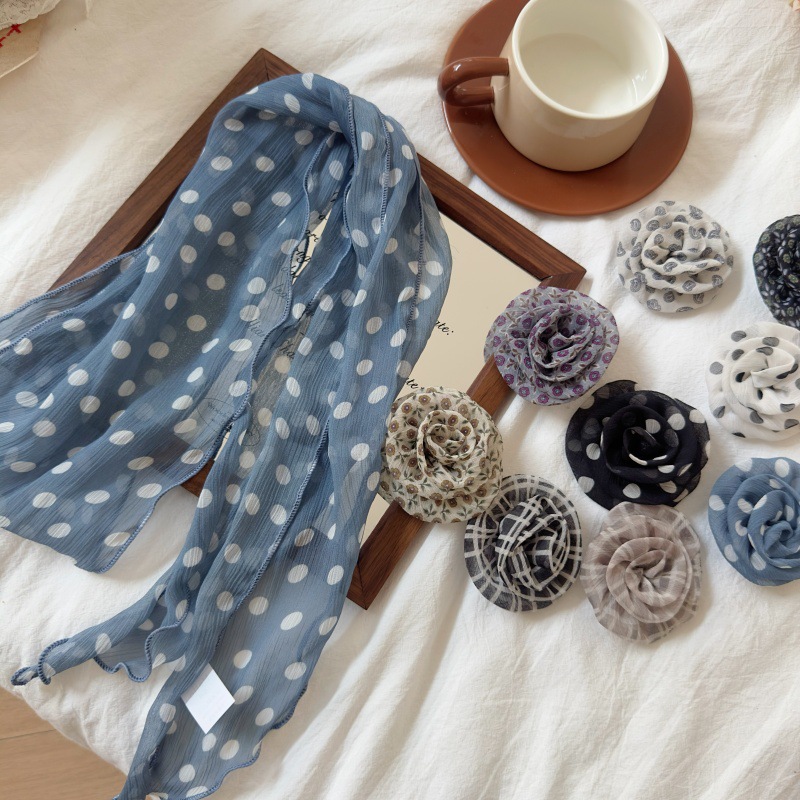2 Pcs Purple Clover Pattern Rose Flower Thin Scarf – Elegant and Versatile Neck Wrap for Women - Image 3