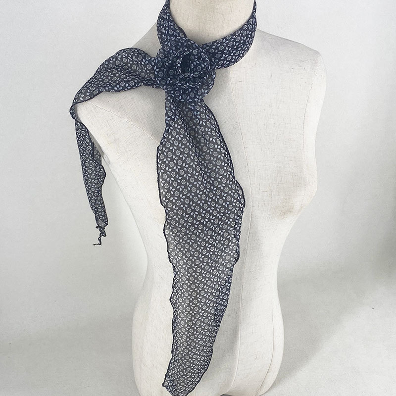 2 Pcs Black Clover Pattern Rose Flower Thin Scarf – Elegant and Versatile Neck Wrap for Women - Image 1
