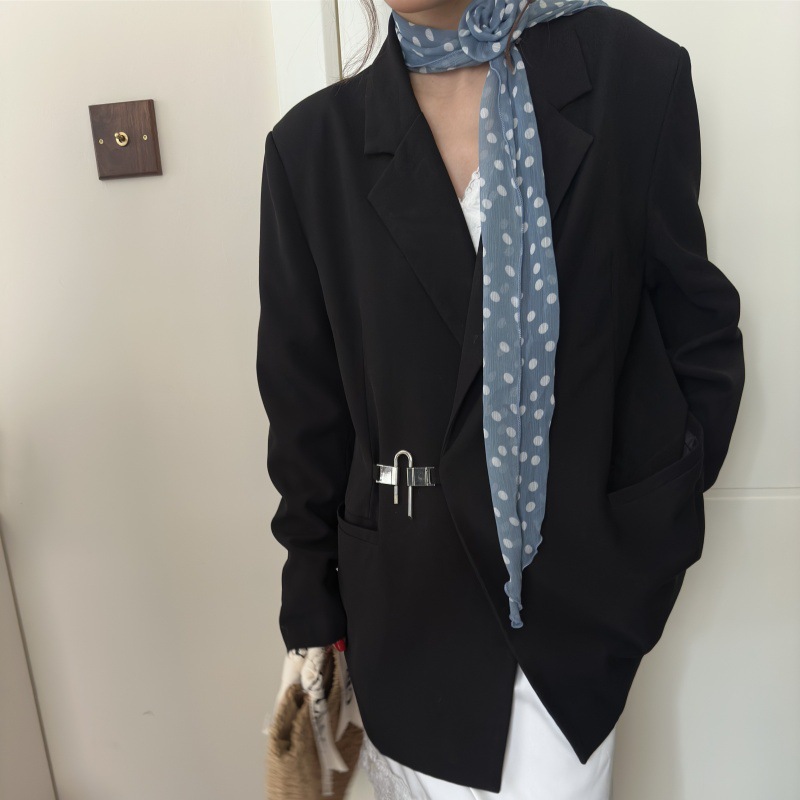 2 Pcs Black Plaid Pattern Rose Flower Thin Scarf – Elegant and Versatile Neck Wrap for Women - Image 4