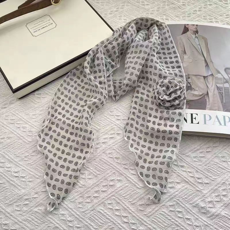 2 Pcs Light Beige Fruit Pattern Rose Flower Thin Scarf – Elegant and Versatile Neck Wrap for Women - Image 1