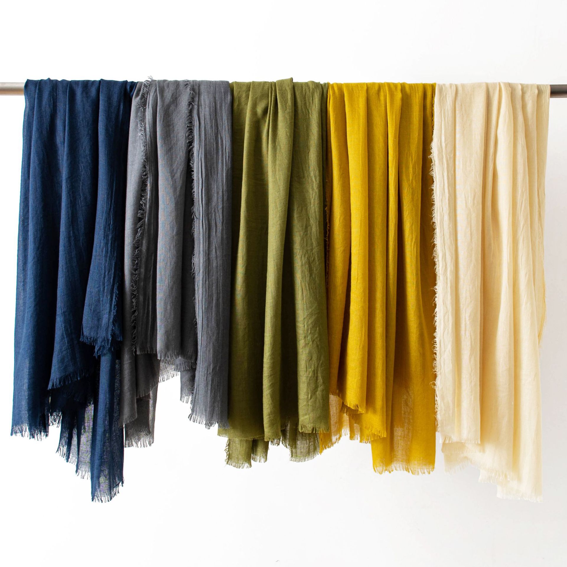 Dark Green Cotton and linen scarves - Elegant, solid-color, lightweight shawls, soft and comfortable, suitable for pairing with various outfits. - Image 2
