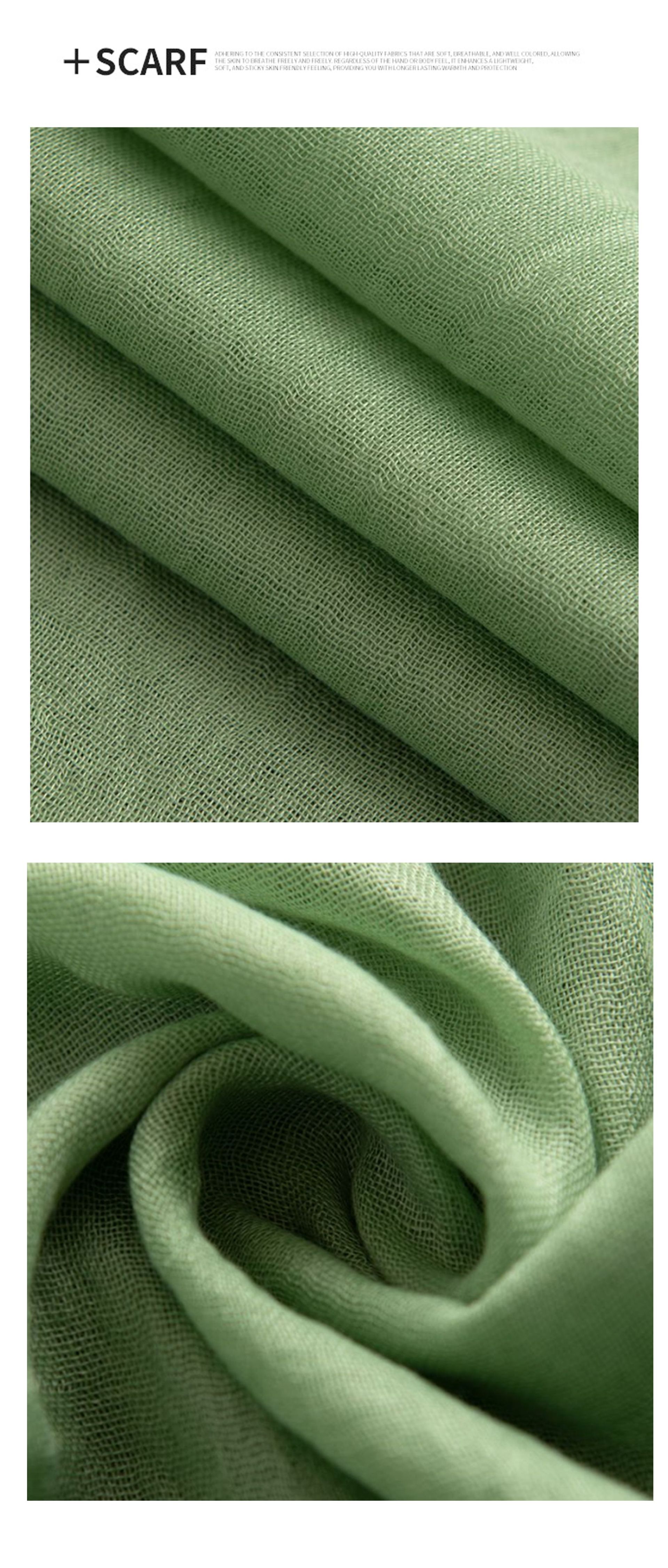 Dark Green Cotton and linen scarves - Elegant, solid-color, lightweight shawls, soft and comfortable, suitable for pairing with various outfits. - Image 5