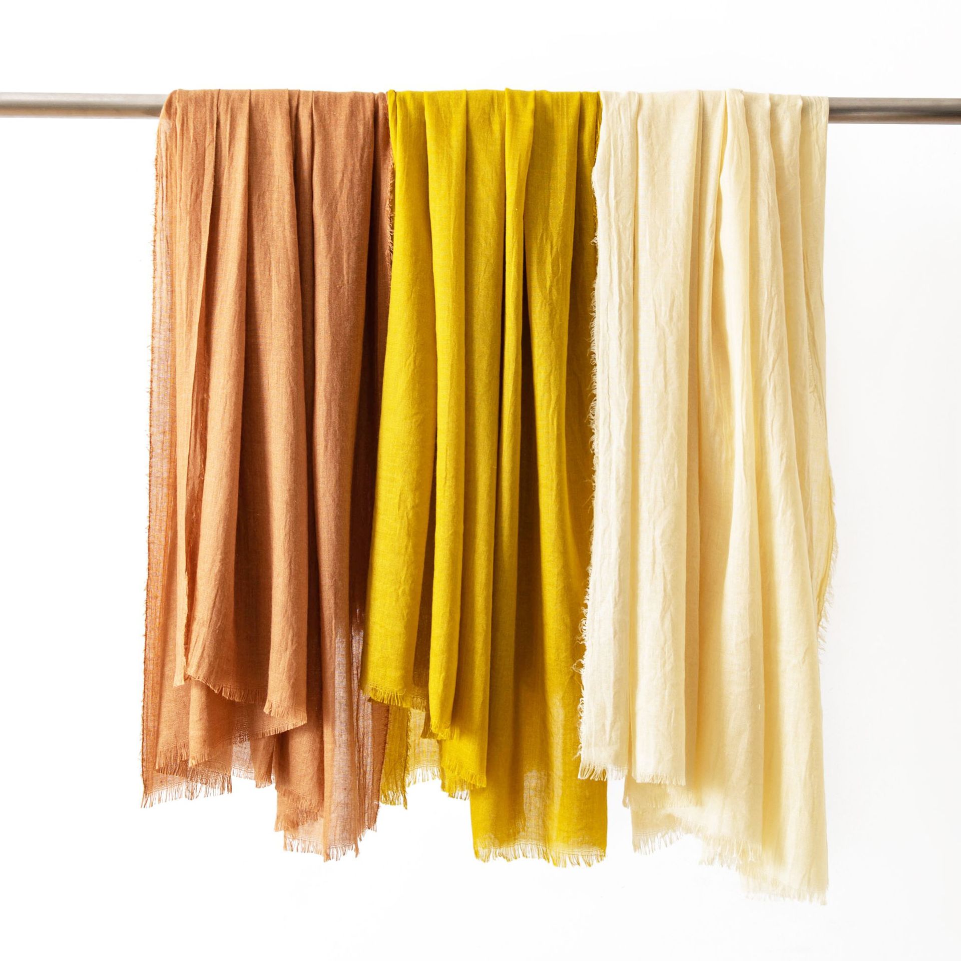 Dark Yellow Cotton and linen scarves - Elegant, solid-color, lightweight shawls, soft and comfortable, suitable for pairing with various outfits. - Image 2