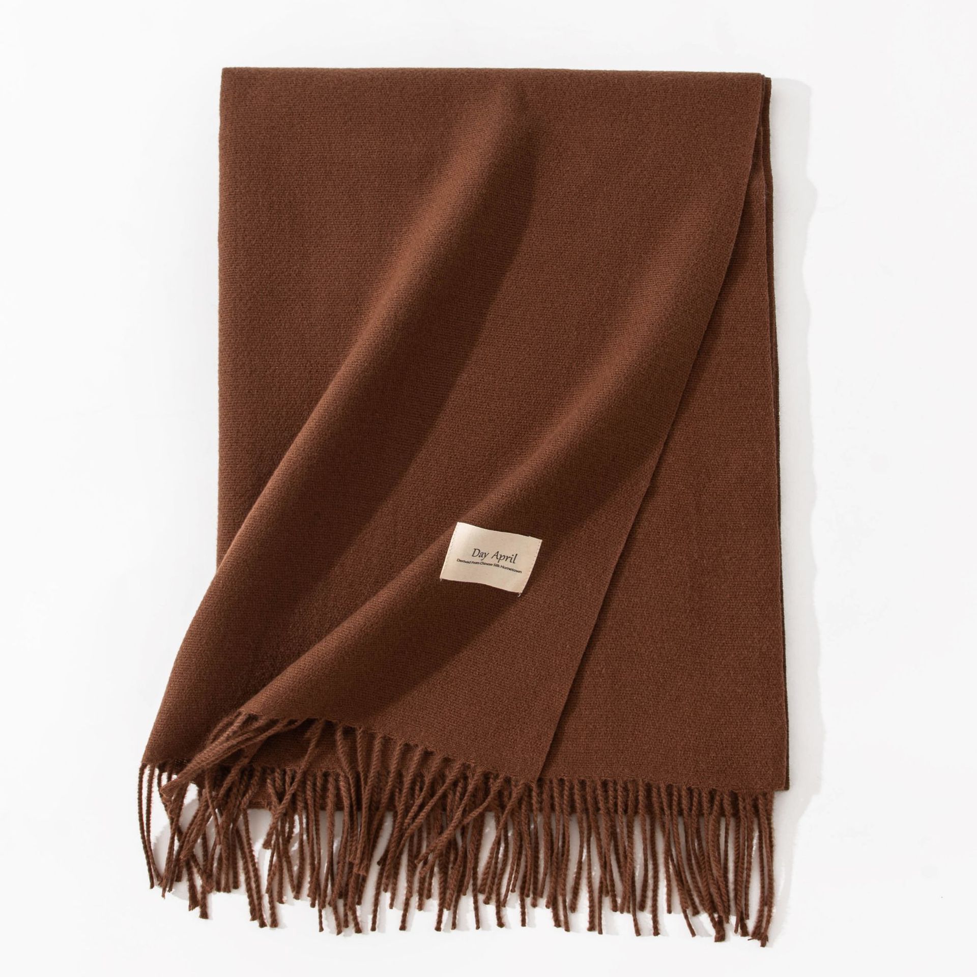 Coffee Autumn & Winter Korean-Style Women's Cashmere-Like Scarf – Solid Color, Warm, Versatile Wrap - Image 1