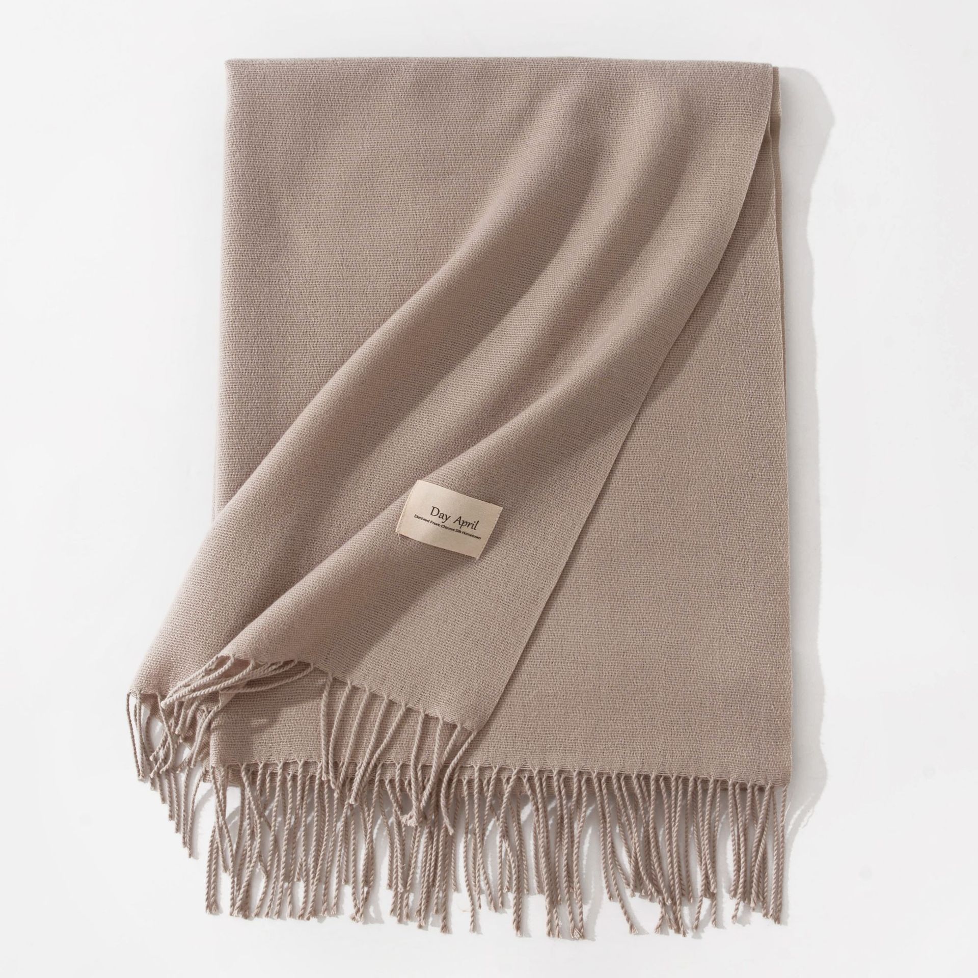 Oatmeal Autumn & Winter Korean-Style Women's Cashmere-Like Scarf – Solid Color, Warm, Versatile Wrap - Image 1