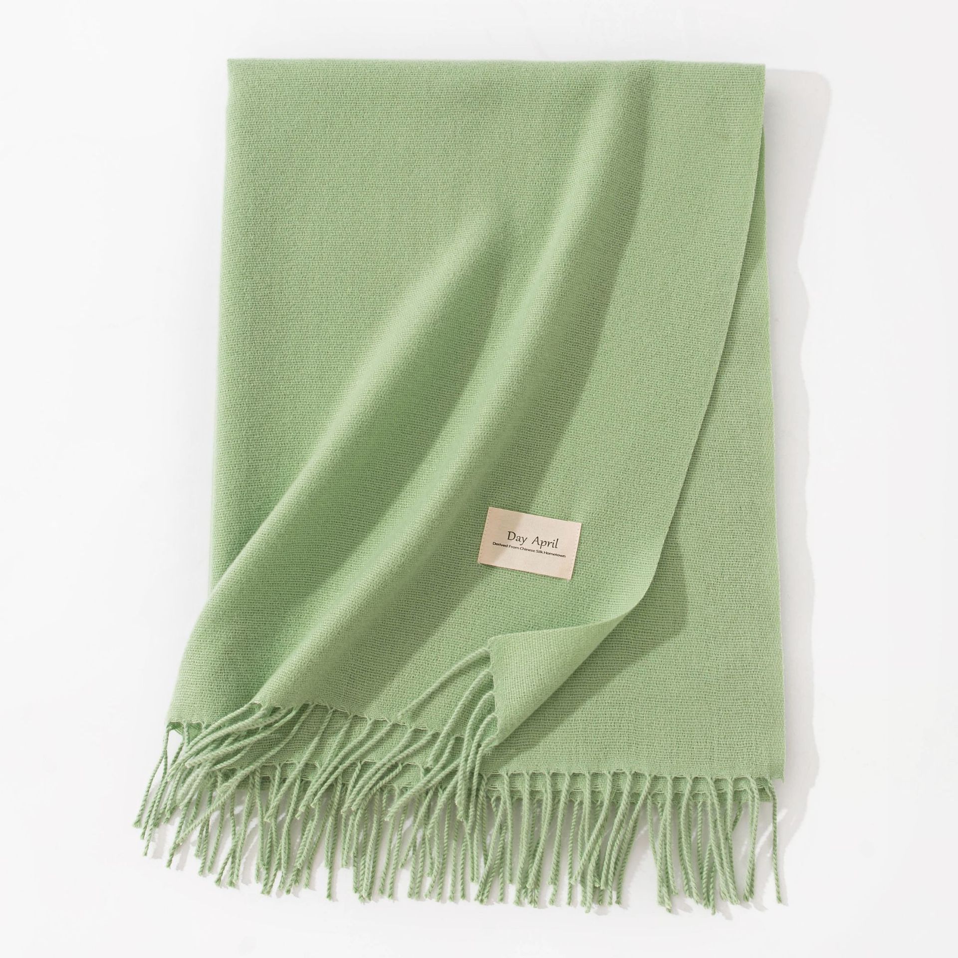 Green Autumn & Winter Korean-Style Women's Cashmere-Like Scarf – Solid Color, Warm, Versatile Wrap - Image 1