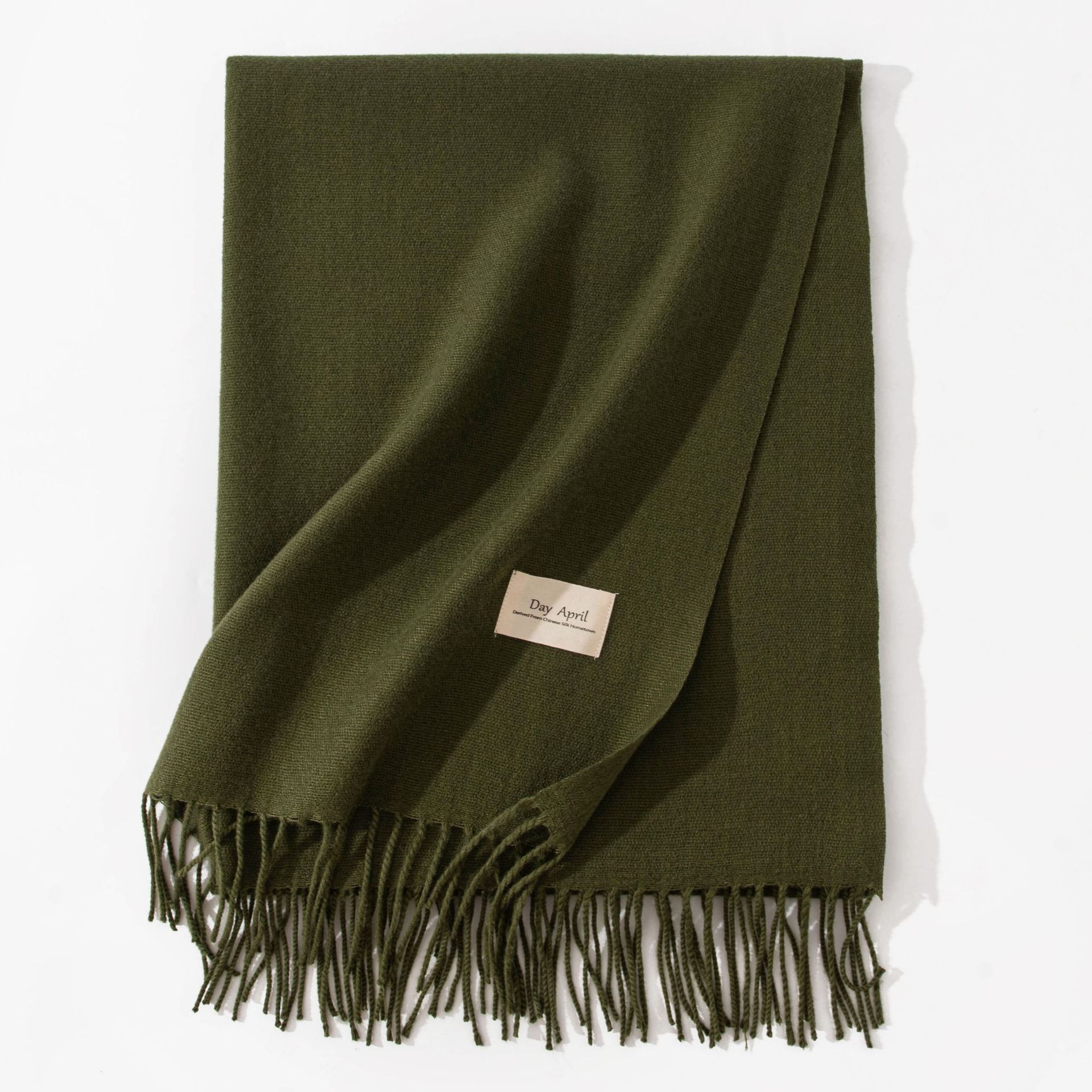Dark Green Autumn & Winter Korean-Style Women's Cashmere-Like Scarf – Solid Color, Warm, Versatile Wrap - Image 1