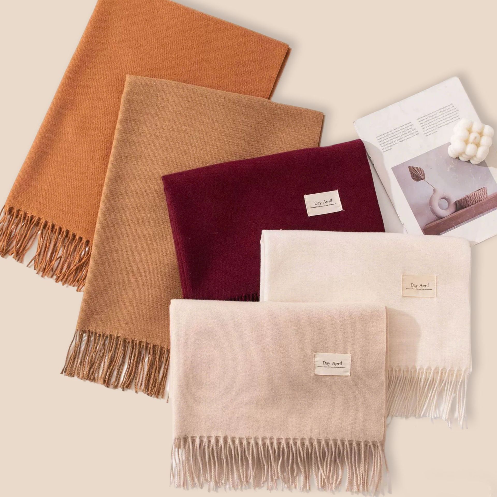 Dark Yellow Autumn & Winter Korean-Style Women's Cashmere-Like Scarf – Solid Color, Warm, Versatile Wrap - Image 3