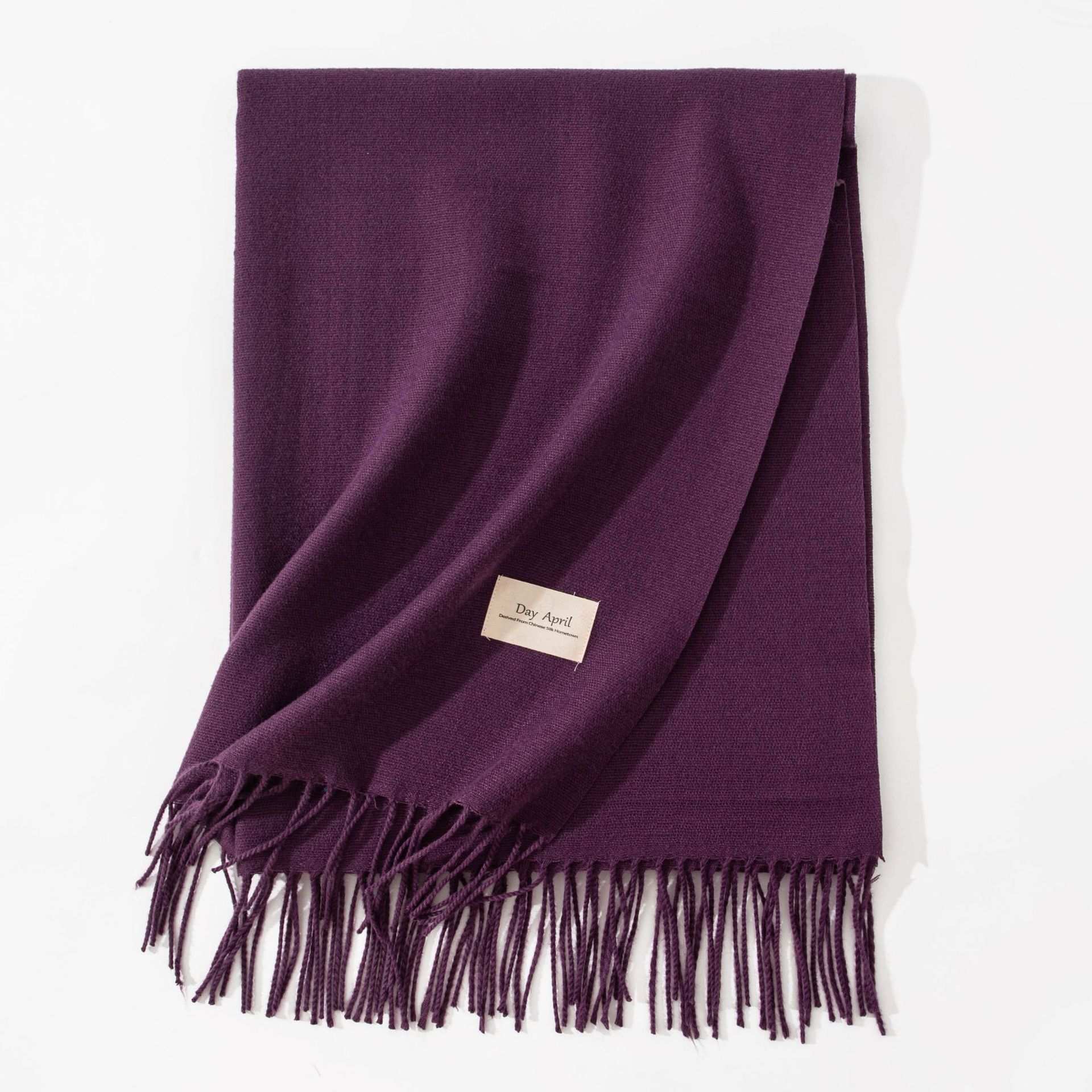 Dark Purple Autumn & Winter Korean-Style Women's Cashmere-Like Scarf – Solid Color, Warm, Versatile Wrap - Image 1