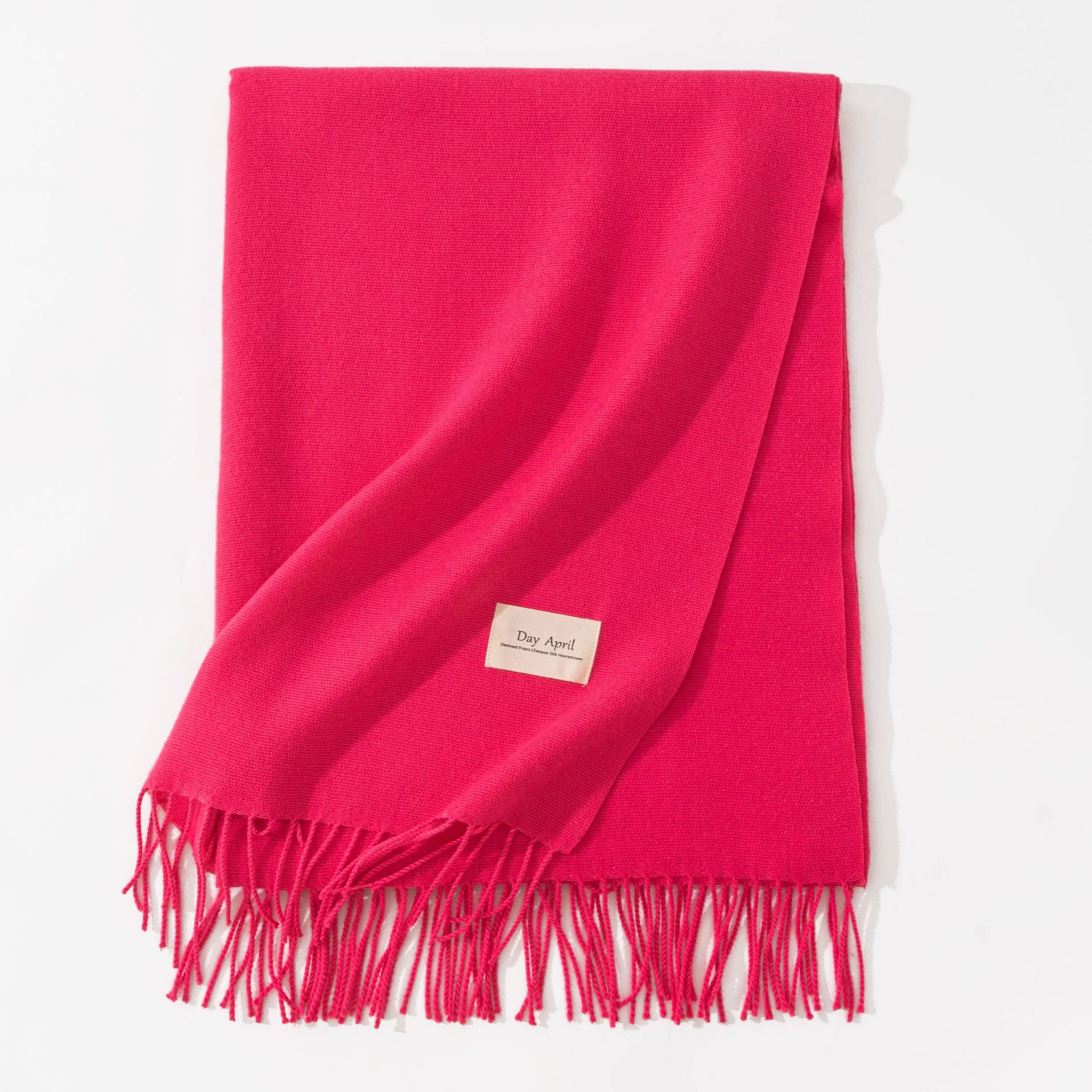 Rose Red Autumn & Winter Korean-Style Women's Cashmere-Like Scarf – Solid Color, Warm, Versatile Wrap - Image 1