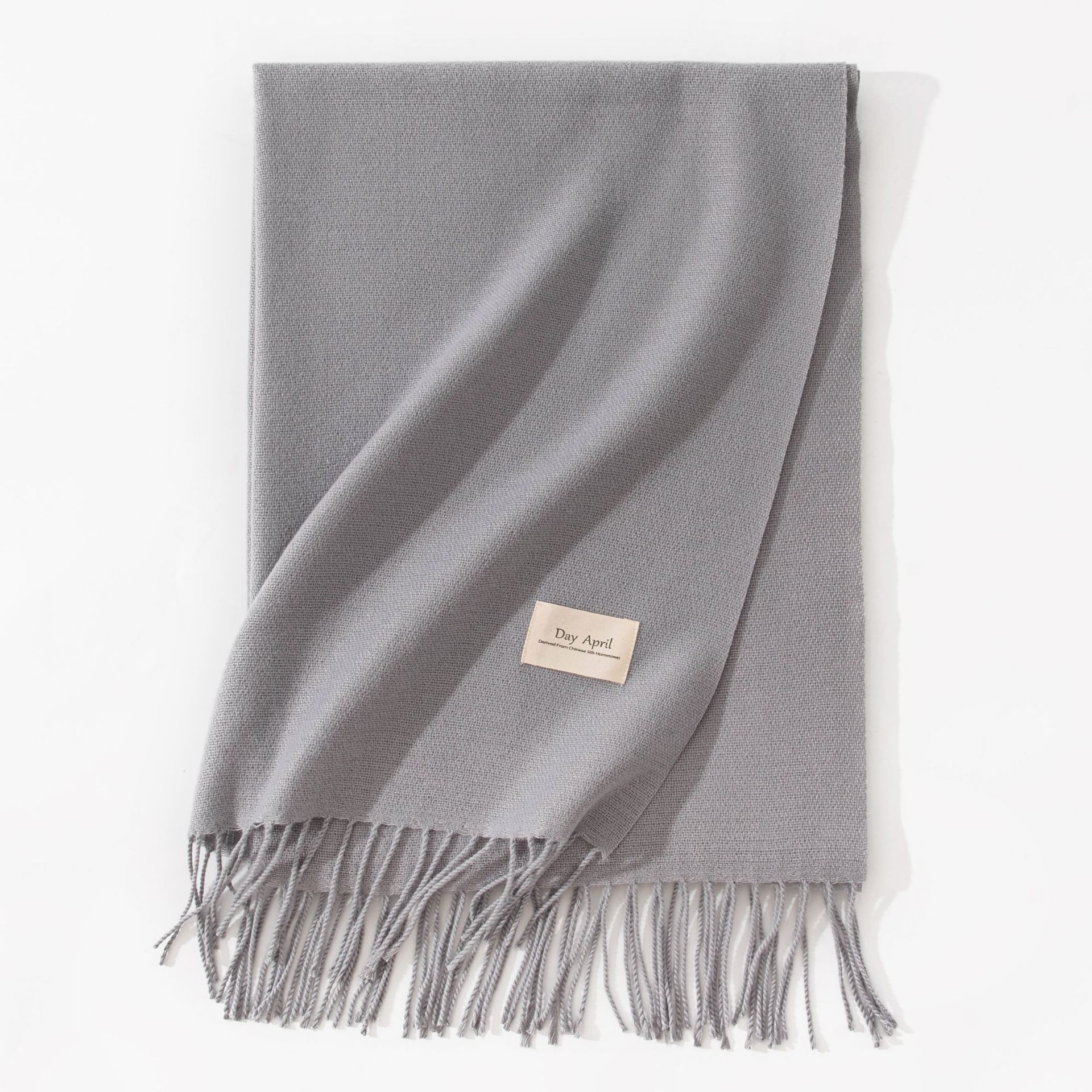 Grey Autumn & Winter Korean-Style Women's Cashmere-Like Scarf – Solid Color, Warm, Versatile Wrap - Image 1