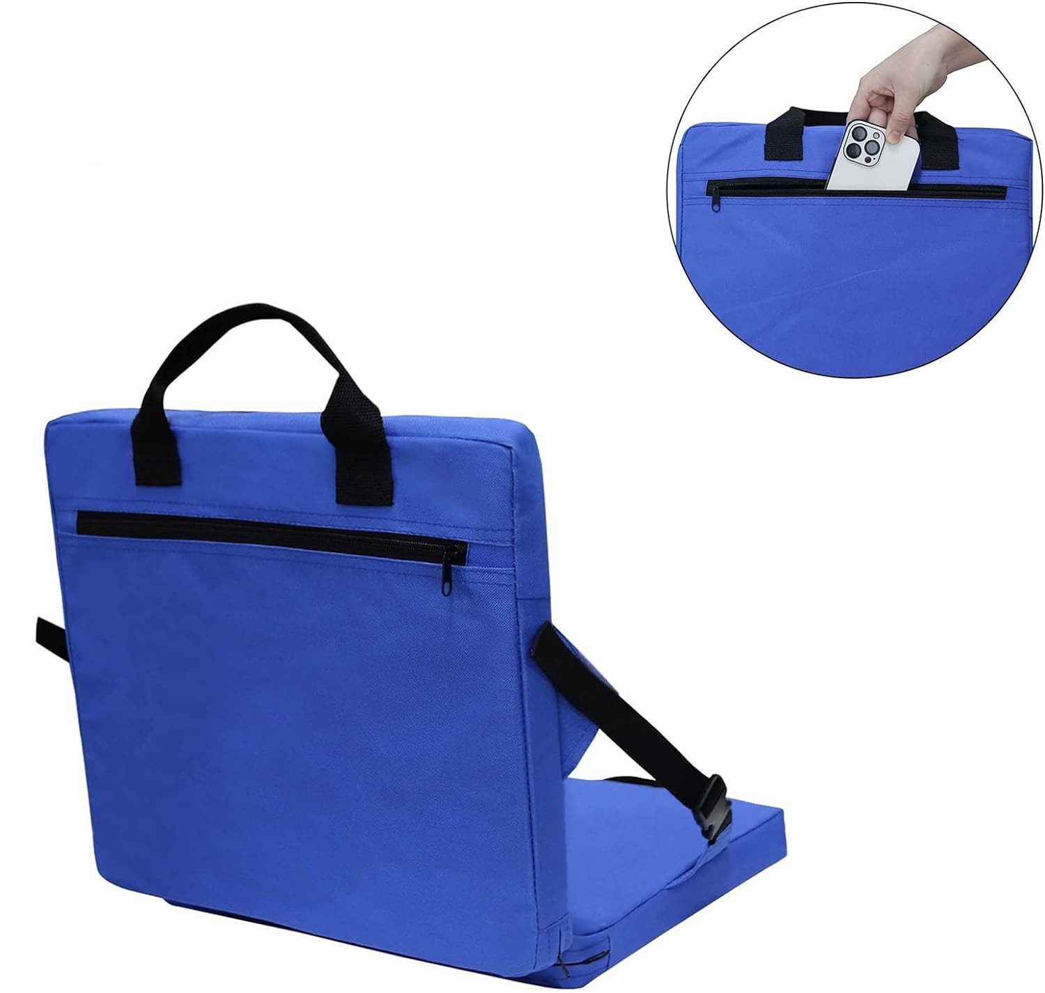 Blue Portable Foldable Outdoor Seat – Multi-Functional Stadium & Boat Chair with Carry Handle - Image 1