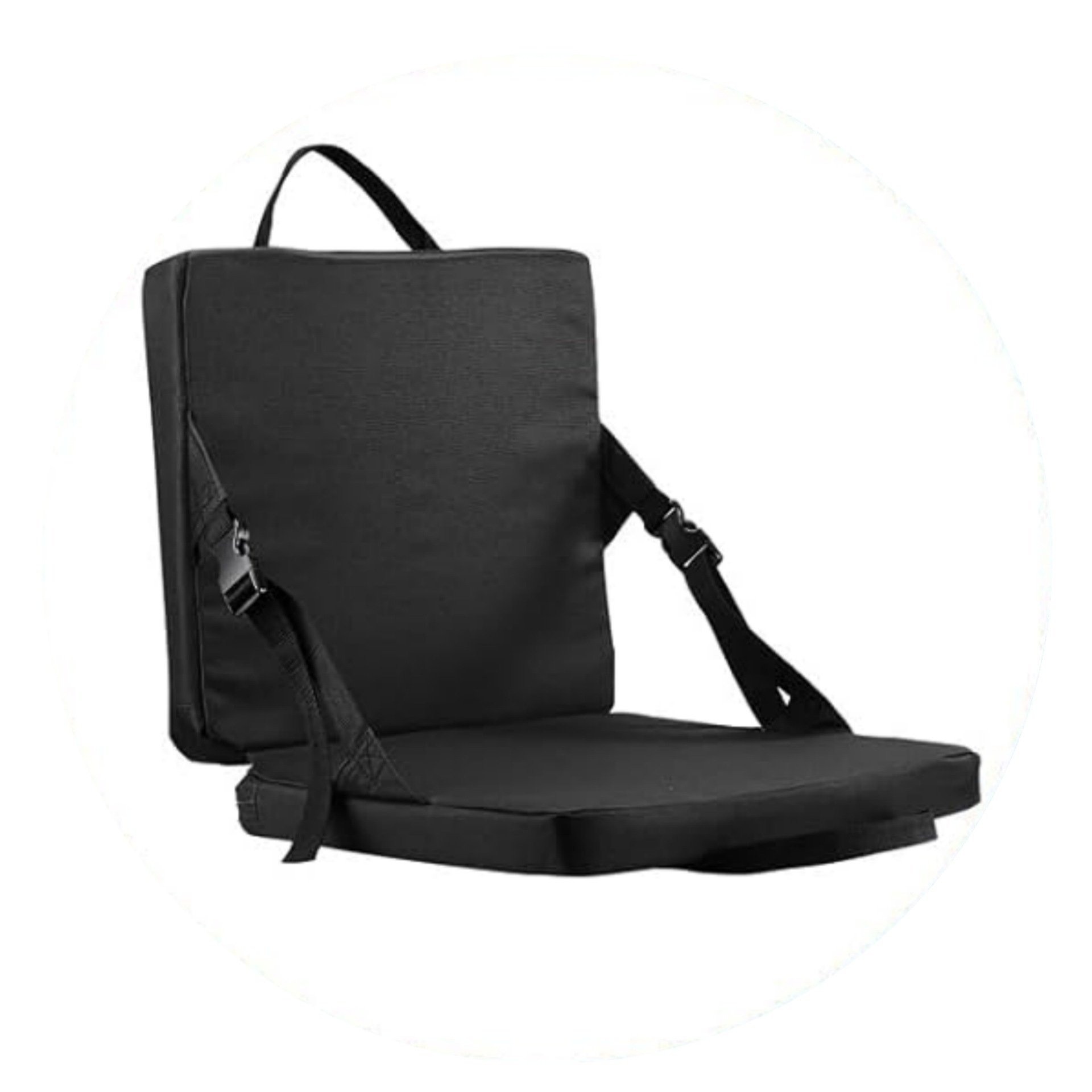 Black Portable Foldable Outdoor Seat – Multi-Functional Stadium & Boat Chair with Carry Handle - Image 1