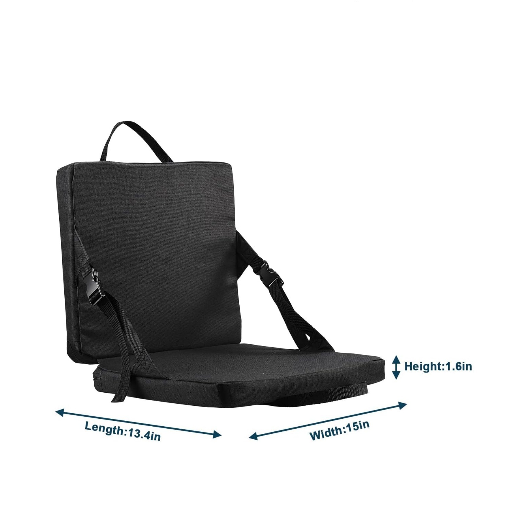 Black Portable Foldable Outdoor Seat – Multi-Functional Stadium & Boat Chair with Carry Handle - Image 2