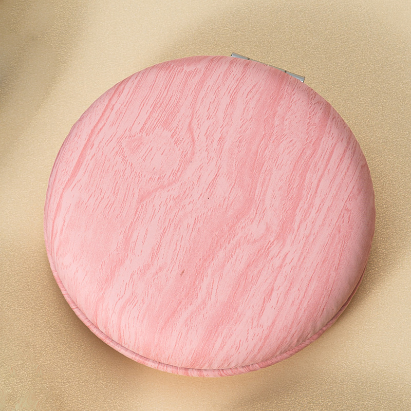 2 Pcs Pink Portable Wooden-Style Makeup Mirror - Dual-Sided High-Definition Compact Mirror - Image 1