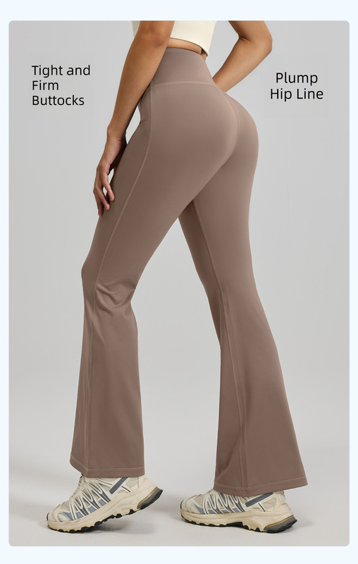 S Coffee High-Waisted Flared Yoga Pants – Sculpting & Slimming Fitness Leggings - Image 5