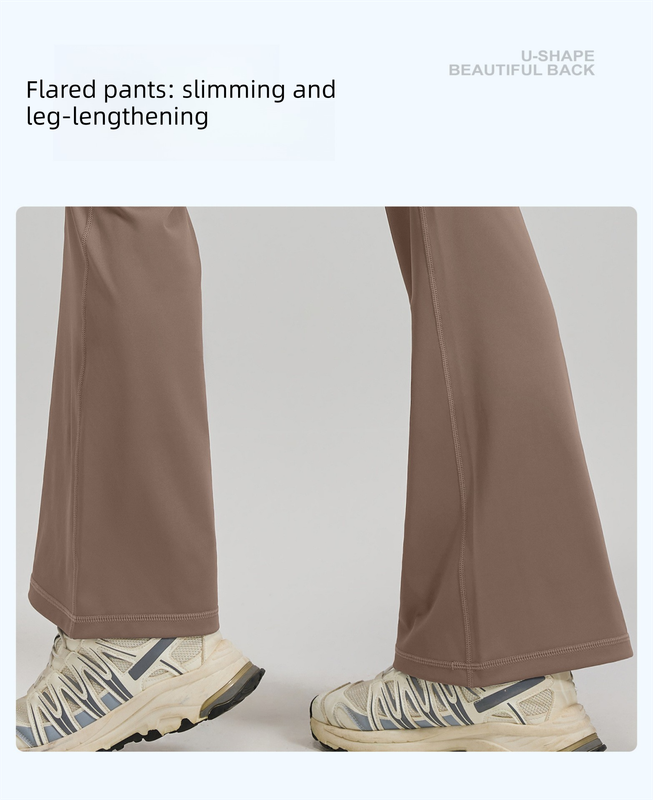 XXL Coffee High-Waisted Flared Yoga Pants – Sculpting & Slimming Fitness Leggings - Image 4