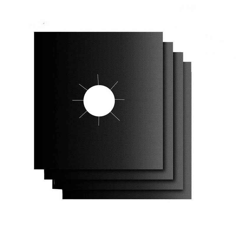10 Pcs Black Heat-Resistant Gas Stove Mat – Non-Stick Teflon Coated Fiberglass Protector for Cooktops (270mm × 270mm) - Image 2