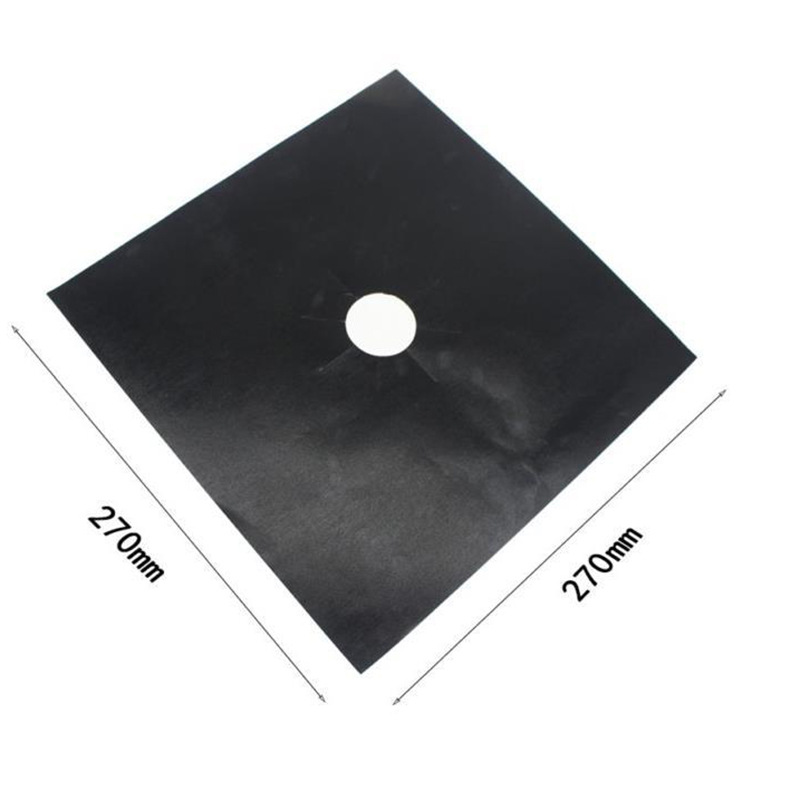 10 Pcs Black Heat-Resistant Gas Stove Mat – Non-Stick Teflon Coated Fiberglass Protector for Cooktops (270mm × 270mm) - Image 3