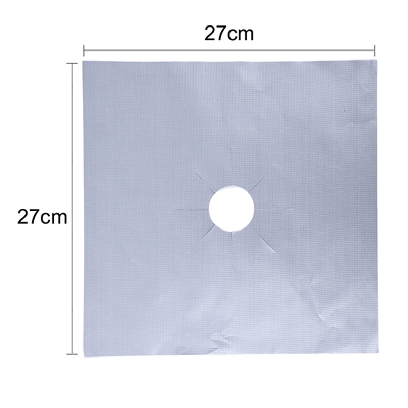 10 Pcs Silver Heat-Resistant Gas Stove Mat – Non-Stick Teflon Coated Fiberglass Protector for Cooktops (270mm × 270mm) - Image 2