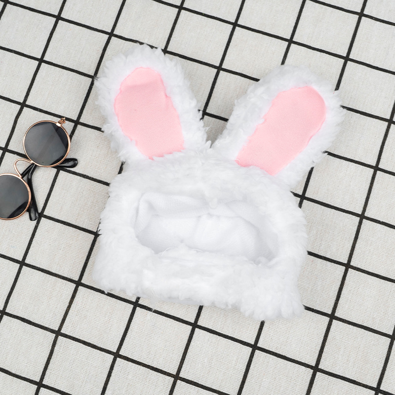 2 Pcs White Adorable Bunny Ears Cat Hat – Soft Plush Pet Costume Headband for Cats - Image 1