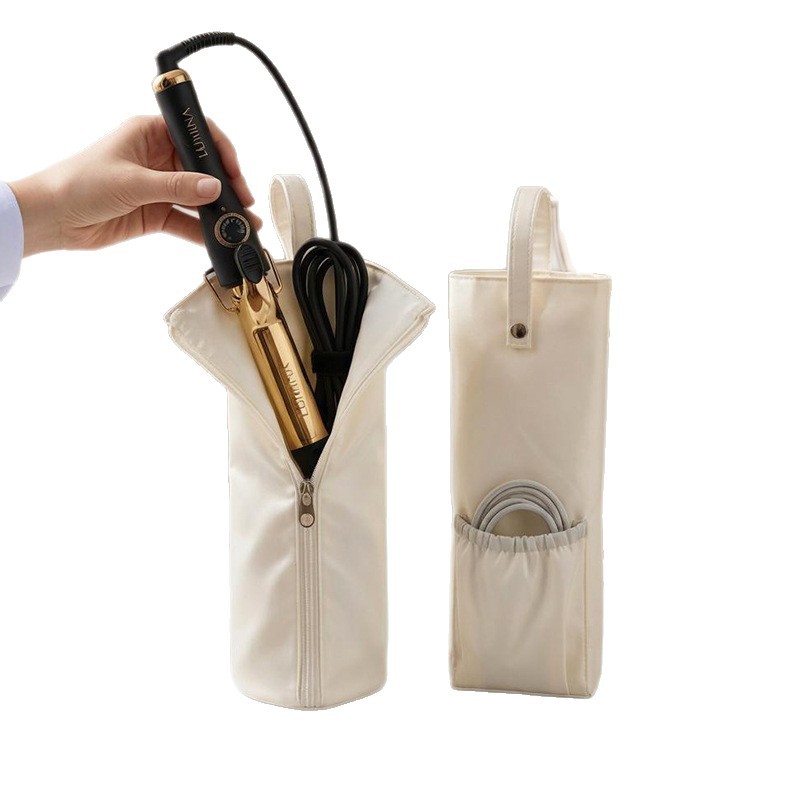 Beige Heat-Resistant Styling Tool Organizer – Compact, Hanging Storage Pouch for Hair Tools - Image 1