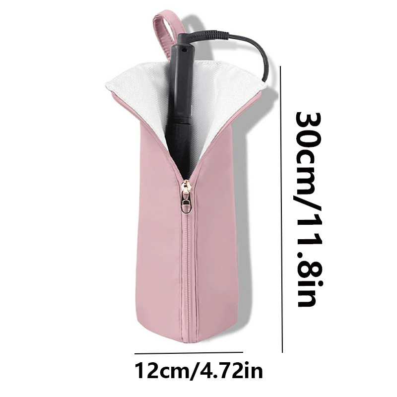 Pink Heat-Resistant Styling Tool Organizer – Compact, Hanging Storage Pouch for Hair Tools - Image 3