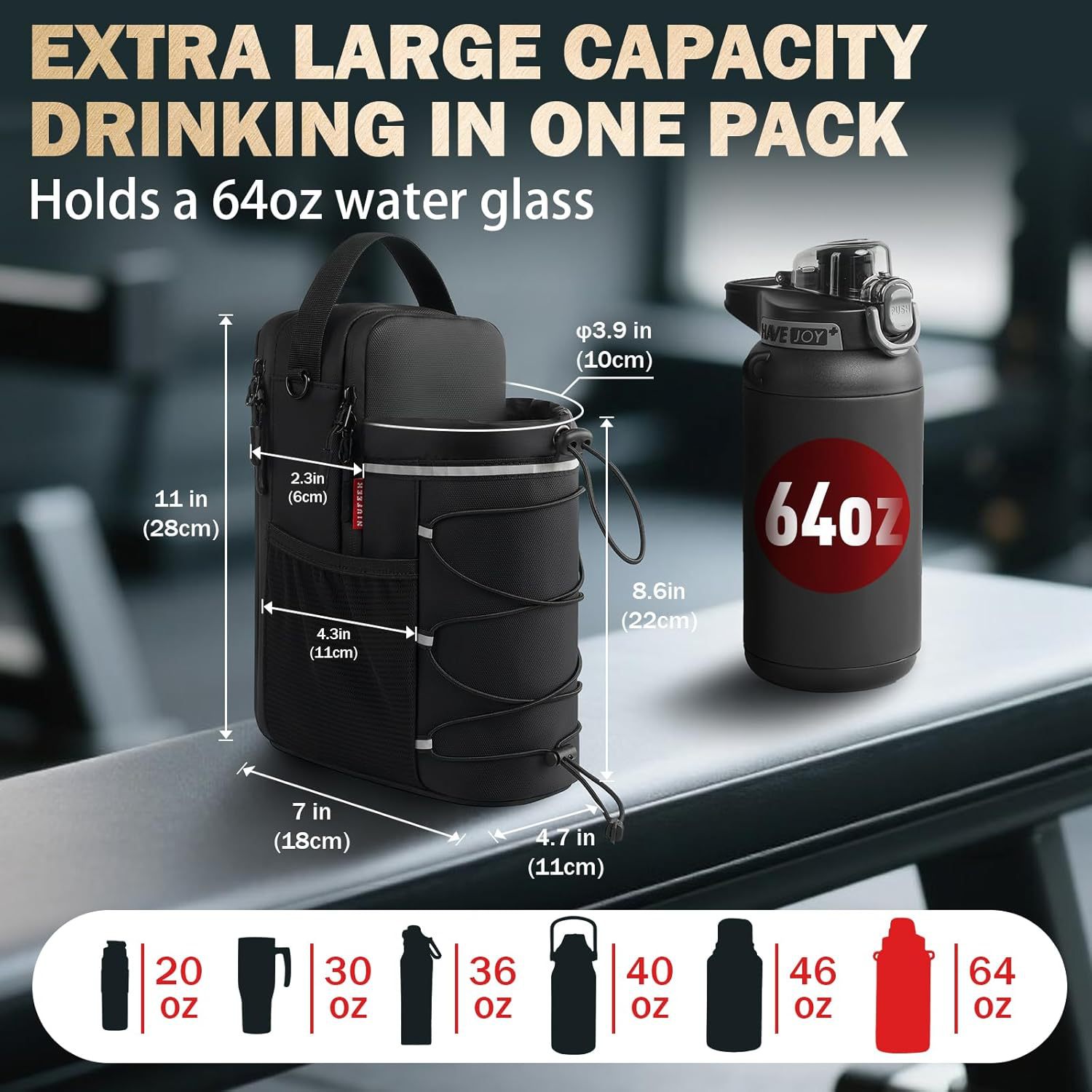 Black Magnetic Water Bottle Holster – Large-Capacity, Crossbody Carry Pouch for Outdoor & Gym Use - Image 3