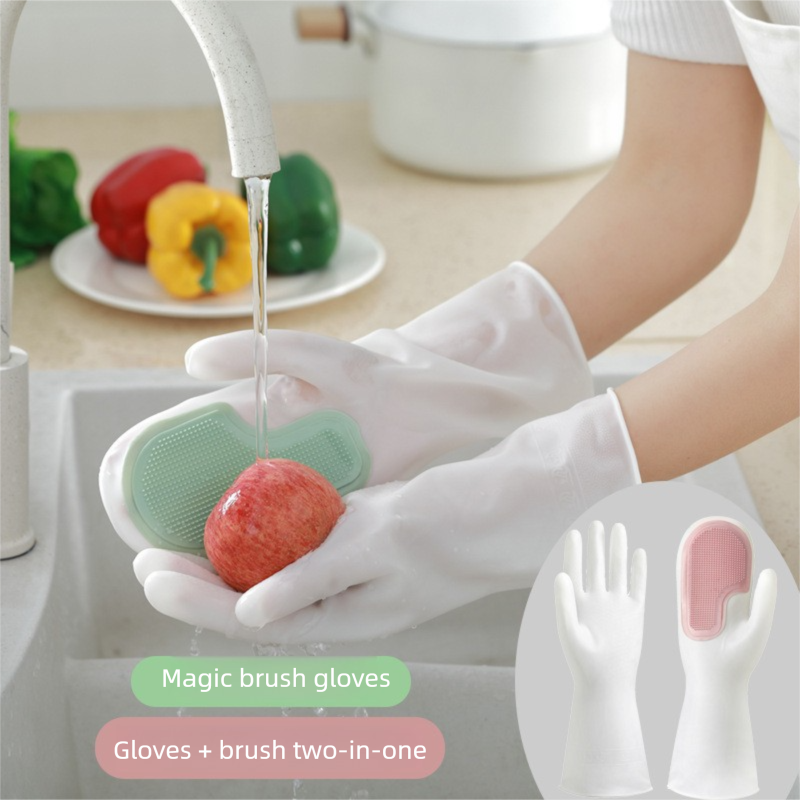 3 Pairs of Green Brush Gloves Integrated Brush Glove – Multifunctional Cleaning Glove for Kitchen, Dishwashing & Household Tasks - Image 2