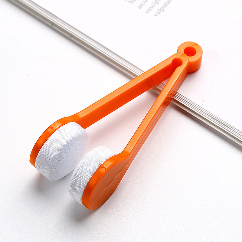 10 Pcs Orange Portable Eyeglass Cleaning Clip - Dual-Sided Microfiber Tongs for Safe, Streak-Free Lens Care - Image 1