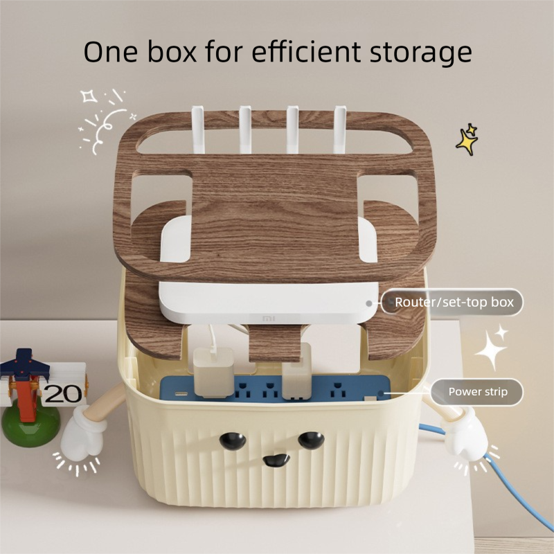 Beige Router Storage Box – Multi-Layer Cable Management Organizer for Home Wi-Fi Equipment - Image 3