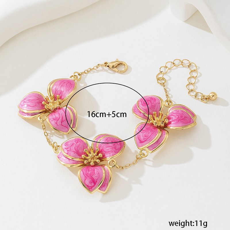 White Floral Enamel Jewelry Set – Five-Piece Alloy Accessory Collection with Minimalist Botanical Design - Image 3