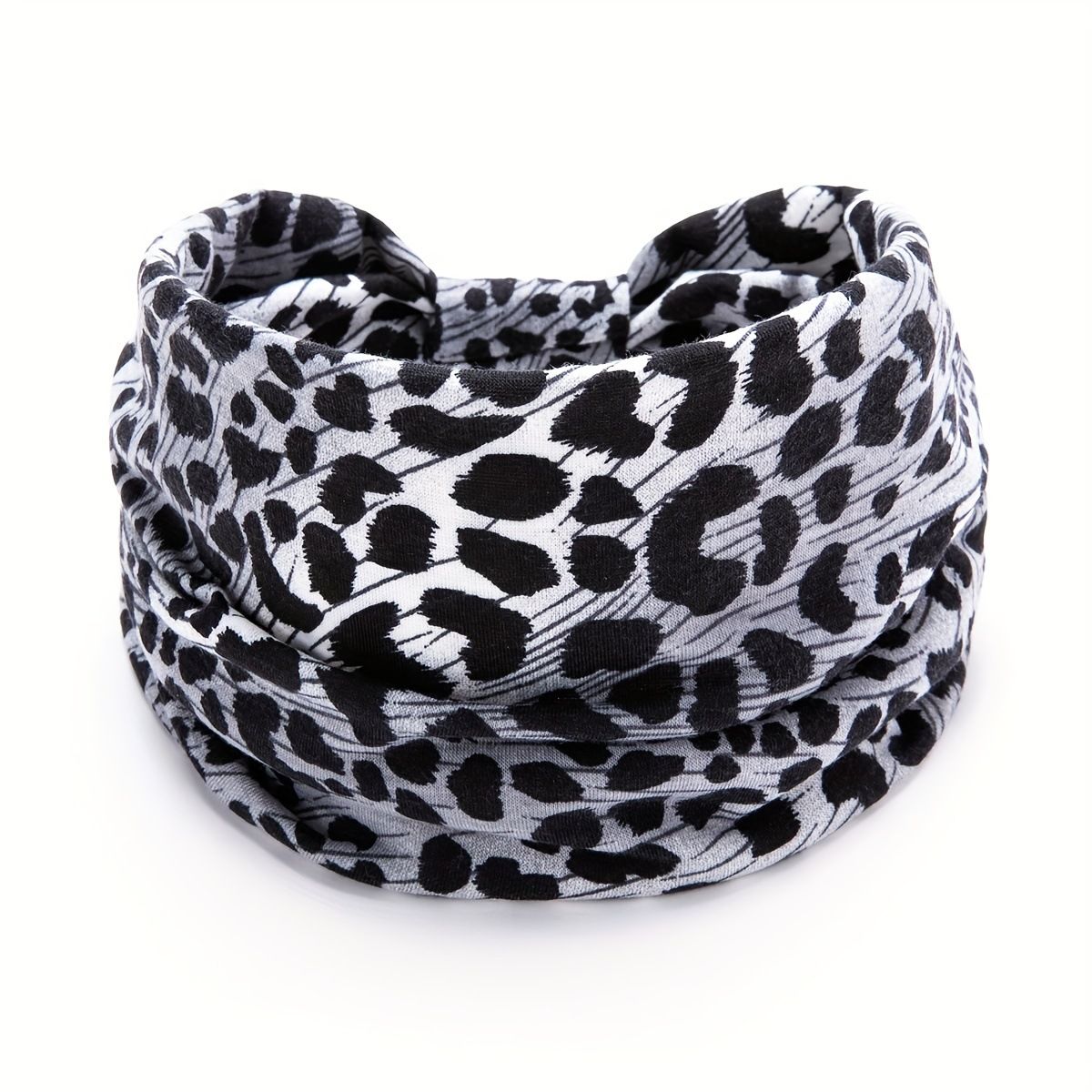 White Leopard print Yoga Headband – Elastic Sweat-Wicking Hairband for Women - Image 1