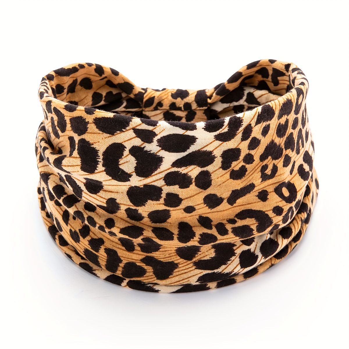 Khaki Leopard print Yoga Headband – Elastic Sweat-Wicking Hairband for Women - Image 1