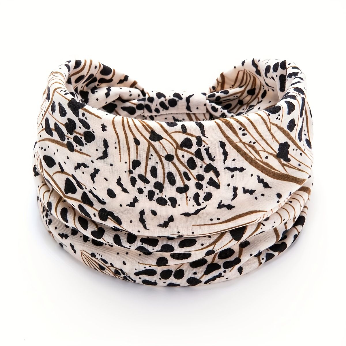 Beige Polka dot pattern Yoga Headband – Elastic Sweat-Wicking Hairband for Women - Image 1