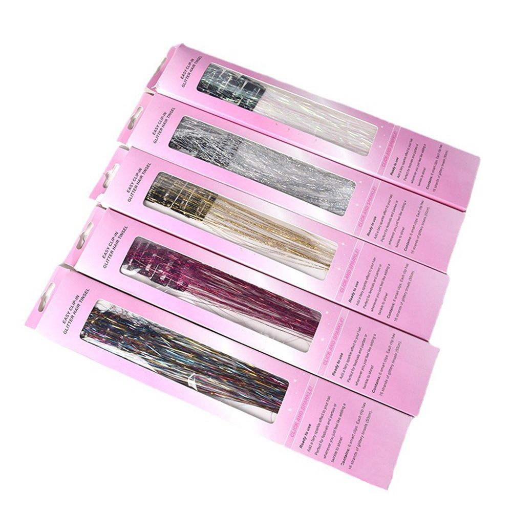 Pearl White Laser Iridescent Hair Extensions – 12-Piece Clip-In Highlight Strands (High-Temperature Fiber) - Image 2