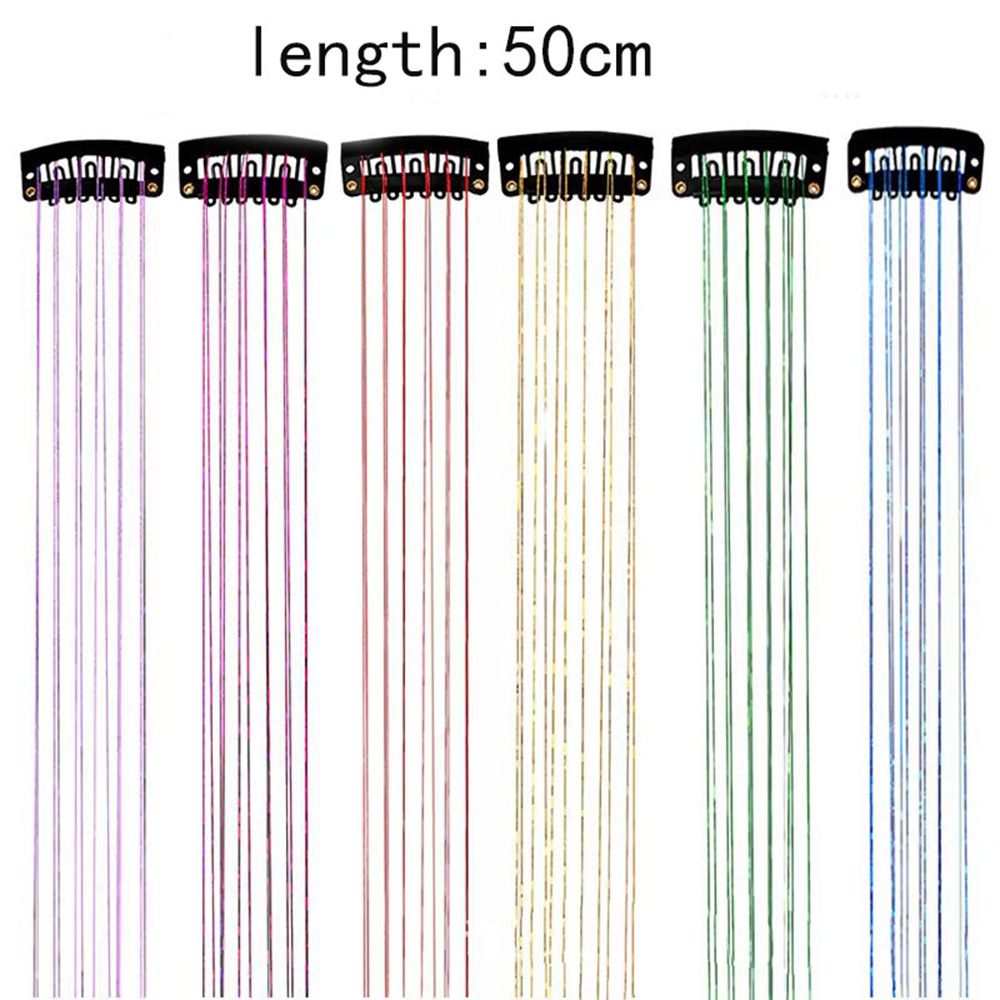 Pink Laser Iridescent Hair Extensions – 12-Piece Clip-In Highlight Strands (High-Temperature Fiber) - Image 4