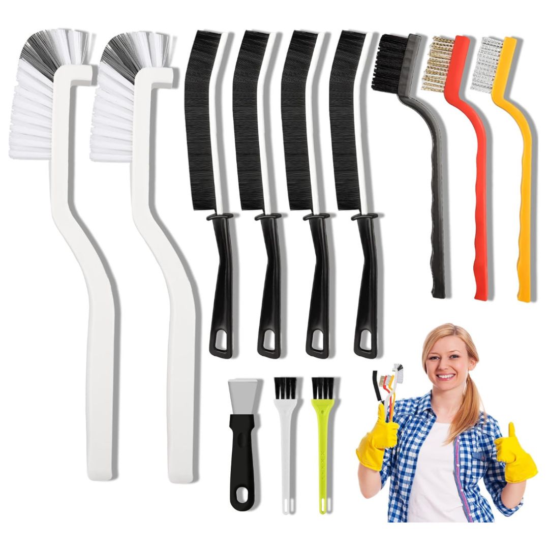 Set A Multi-Use Heavy-Duty Cleaning Brush Set – 12-Piece Hard Bristle Tool Kit for Kitchen, Bathroom & Tight Spaces - Image 1